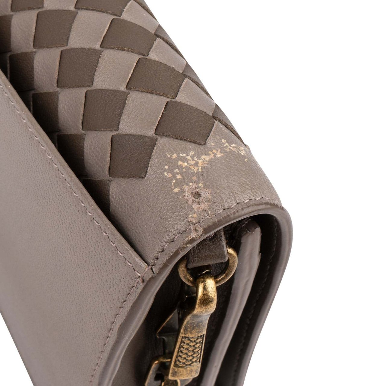 Bottega Veneta Intrecciato Leather Wallet On Chain Crossbody Bag Taupe