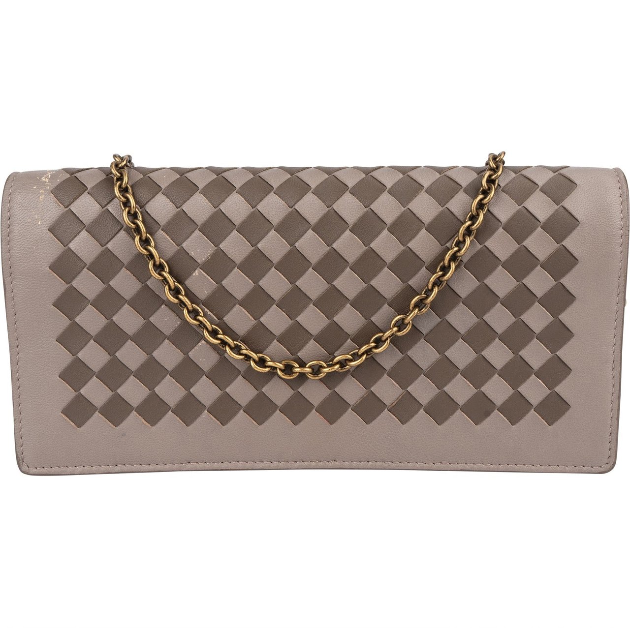 Bottega Veneta Intrecciato Leather Wallet On Chain Crossbody Bag Taupe