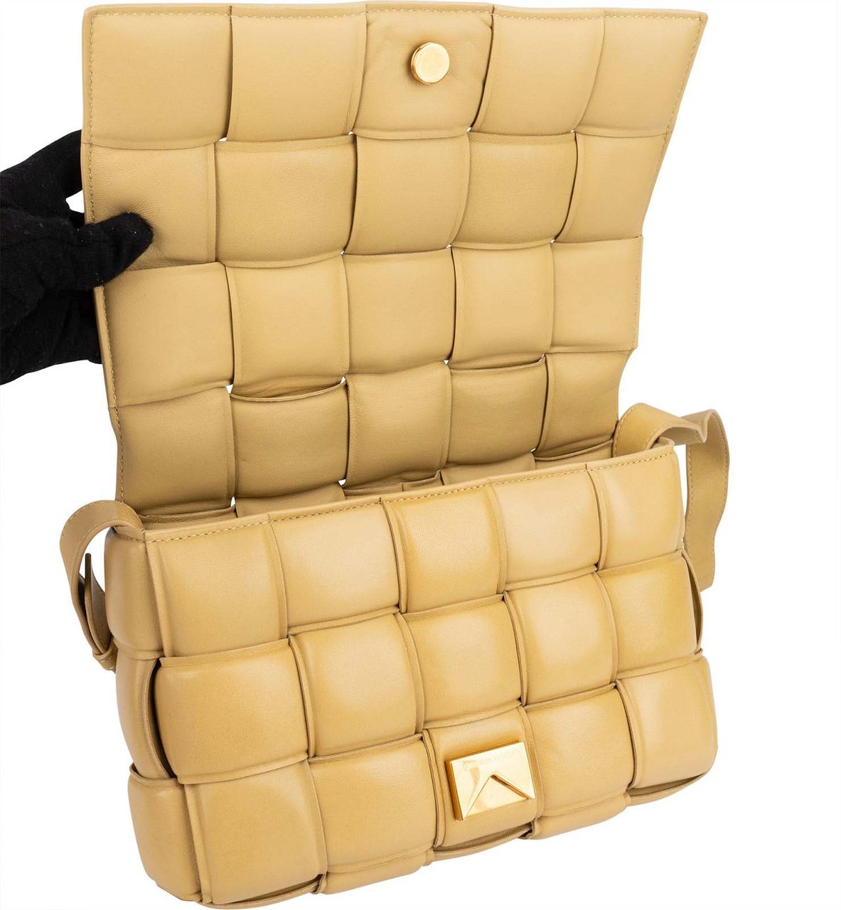 Bottega Veneta Leather Padded Cassette Crossbody Bag Geel