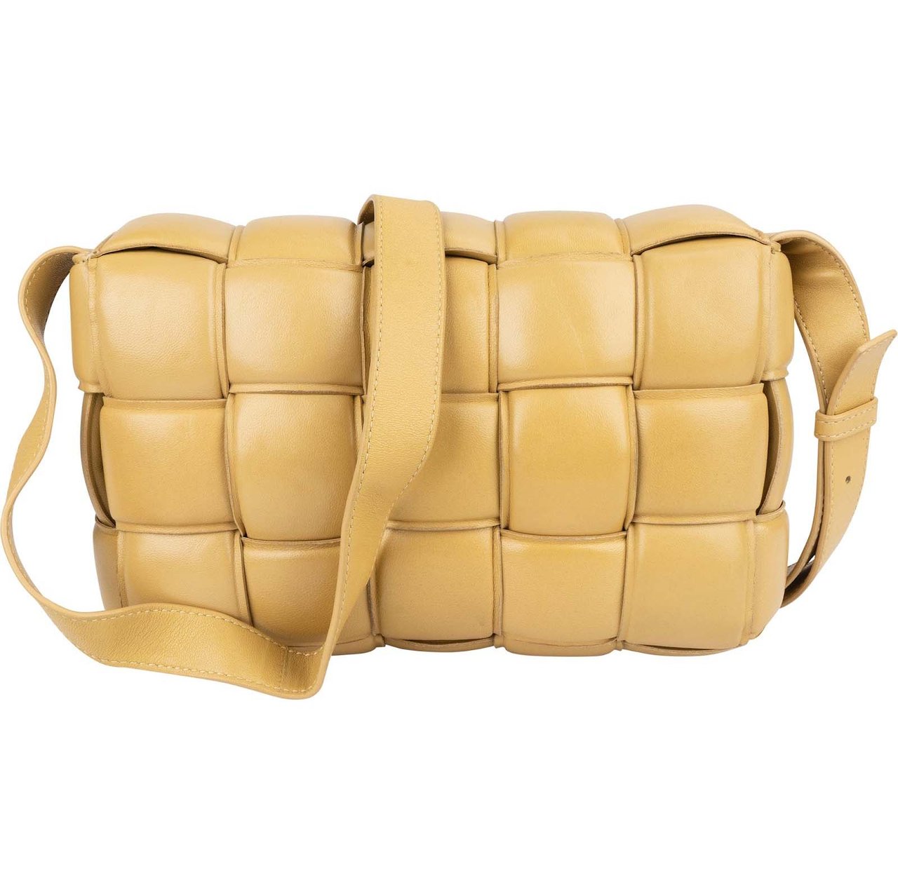 Bottega Veneta Leather Padded Cassette Crossbody Bag Geel