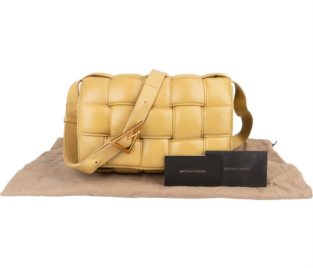 Bottega Veneta Leather Padded Cassette Crossbody Bag Geel