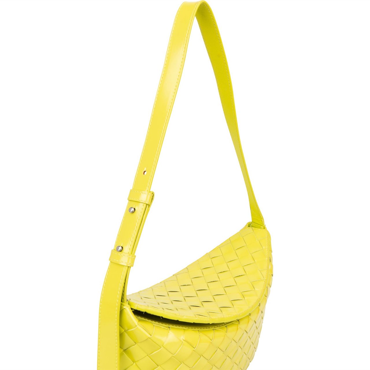 Bottega Veneta Bottega Veneta Intrecciato Patent Leather Brick Cassette Shoulder Bag Geel