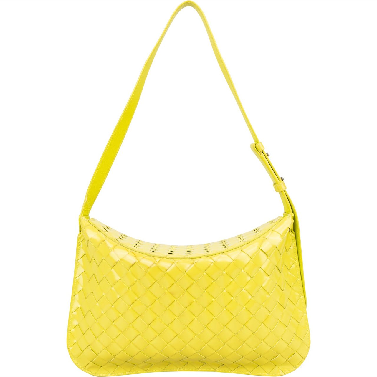 Bottega Veneta Bottega Veneta Intrecciato Patent Leather Brick Cassette Shoulder Bag Geel