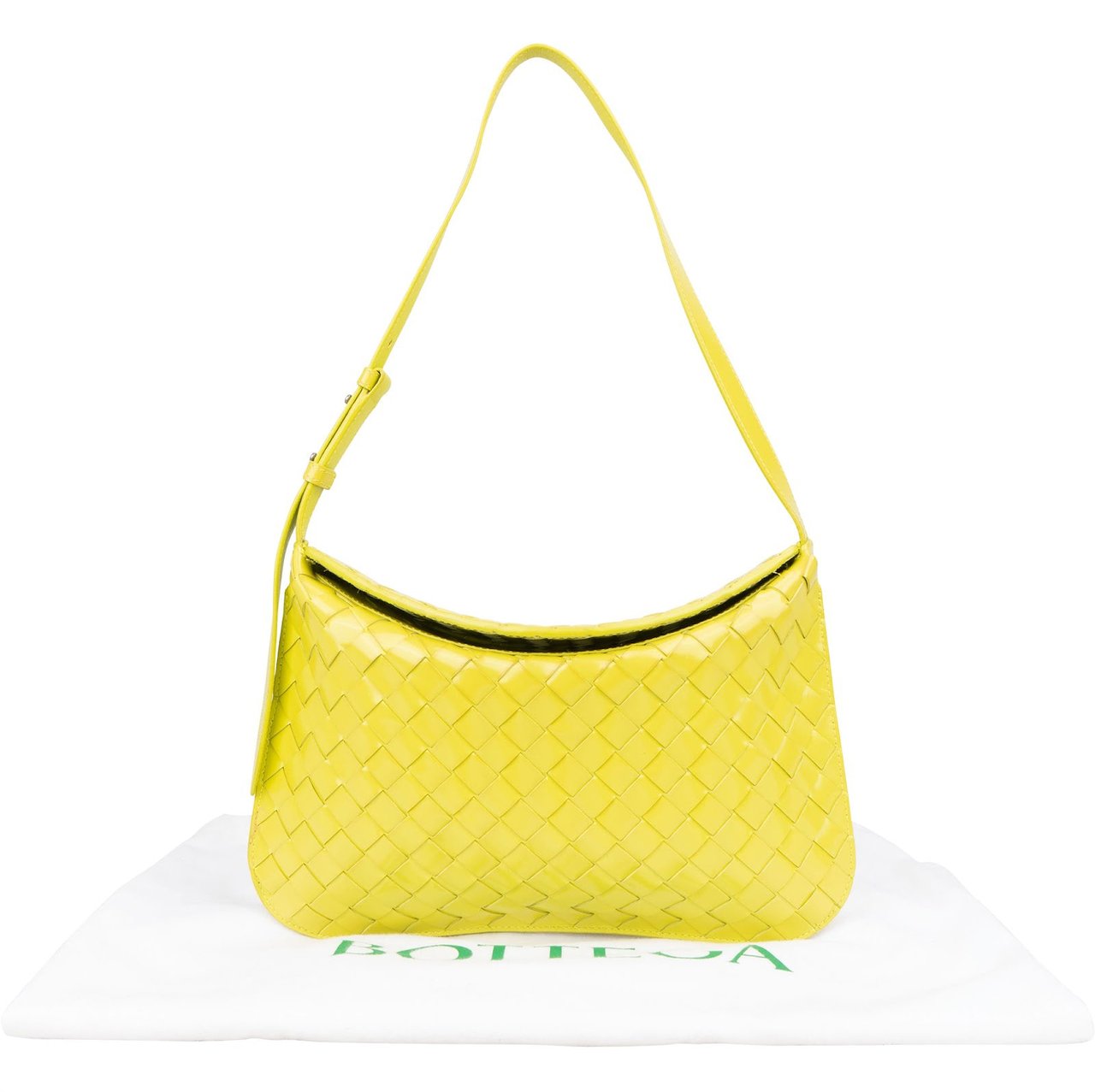 Bottega Veneta Bottega Veneta Intrecciato Patent Leather Brick Cassette Shoulder Bag Geel