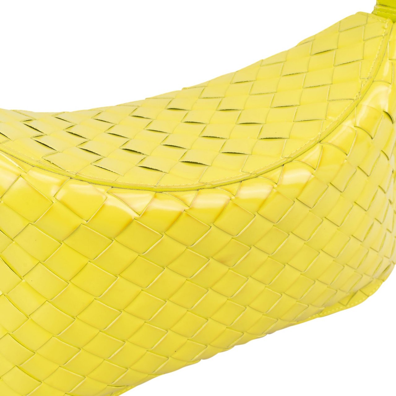 Bottega Veneta Bottega Veneta Intrecciato Patent Leather Brick Cassette Shoulder Bag Geel