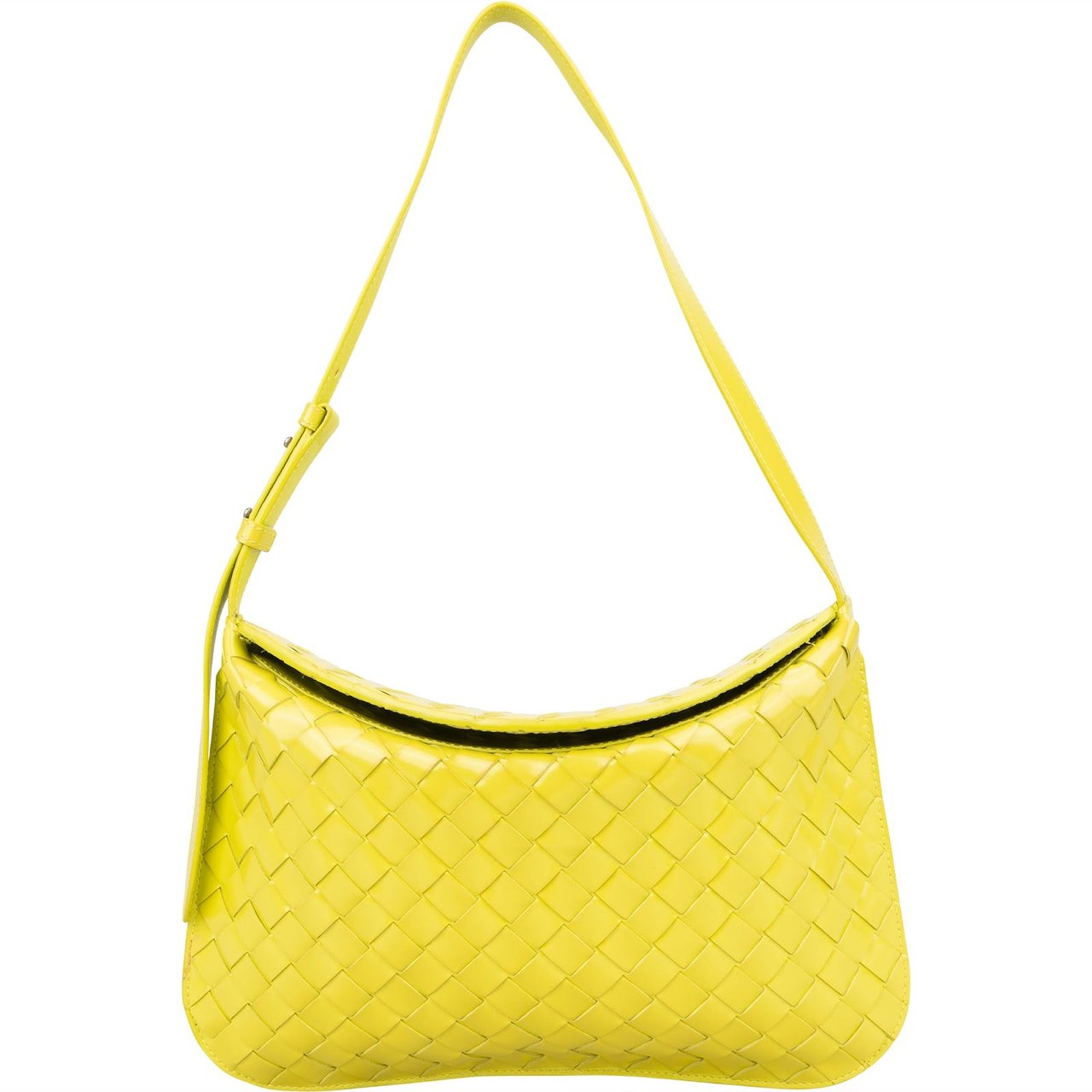 Bottega Veneta Bottega Veneta Intrecciato Patent Leather Brick Cassette Shoulder Bag Geel