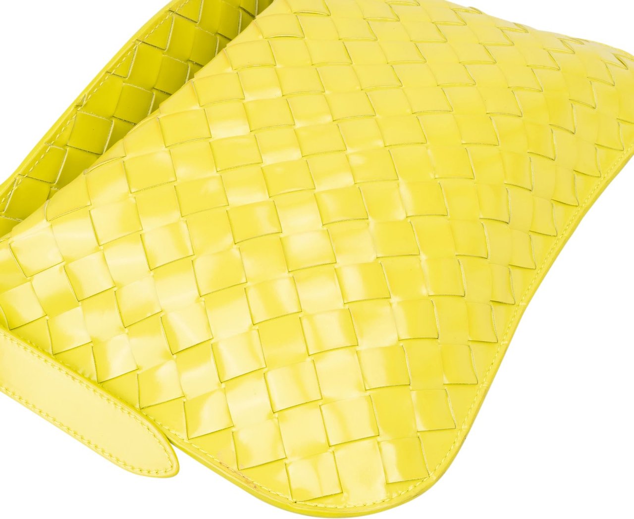 Bottega Veneta Bottega Veneta Intrecciato Patent Leather Brick Cassette Shoulder Bag Geel