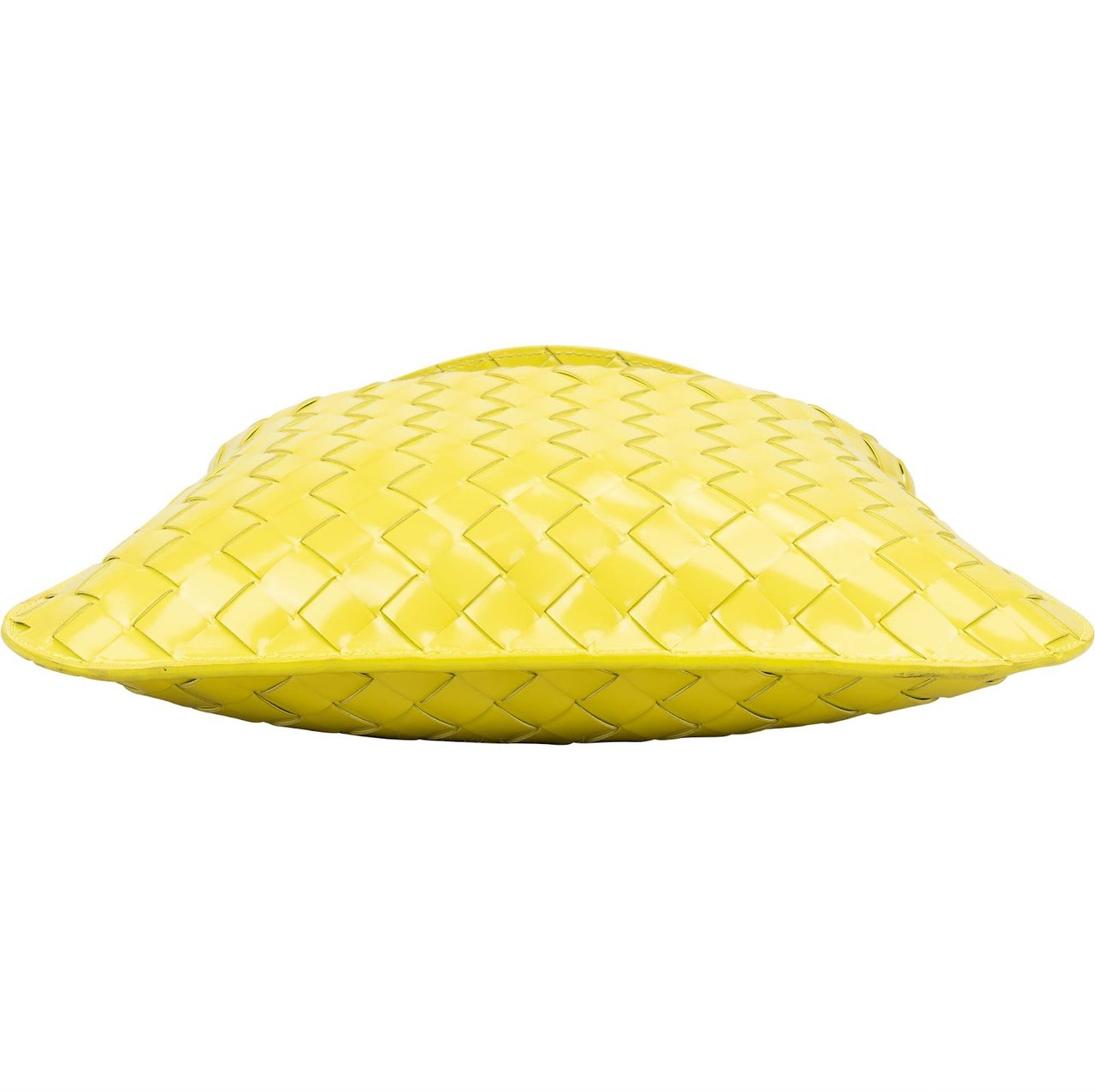 Bottega Veneta Bottega Veneta Intrecciato Patent Leather Brick Cassette Shoulder Bag Geel