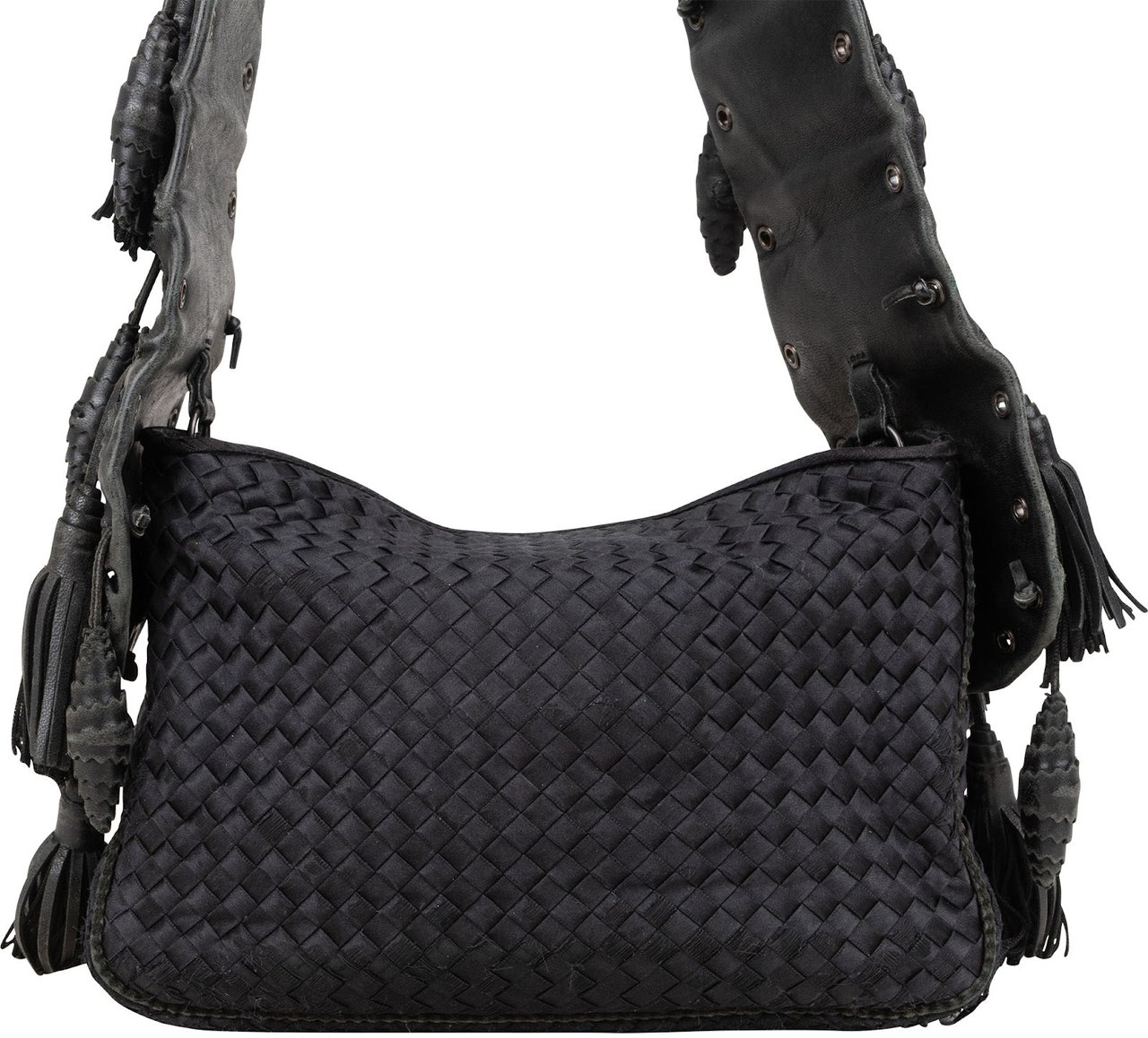 Bottega Veneta Bottega Veneta Intrecciato Satin Corset Tassel 27/50 Crossbody Bag Zwart