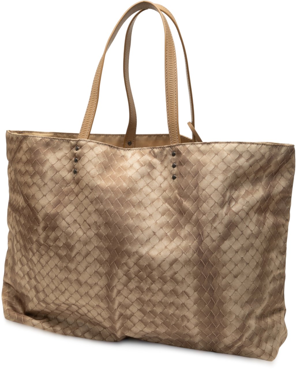 Bottega Veneta Nylon Intrecciolusion Tote Bruin