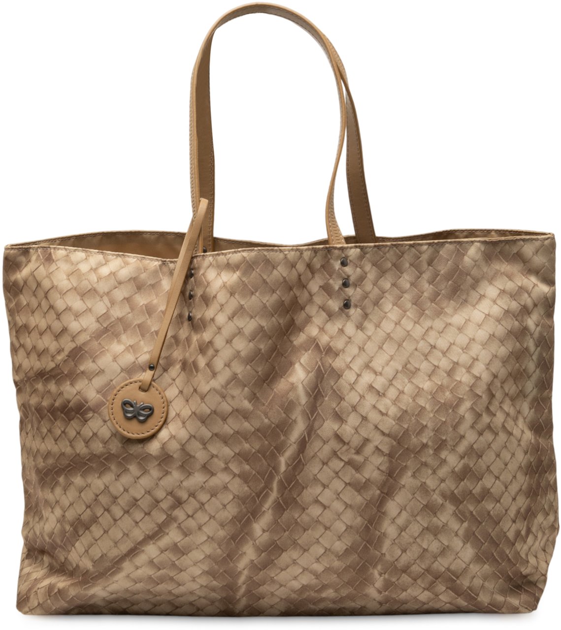 Bottega Veneta Nylon Intrecciolusion Tote Bruin