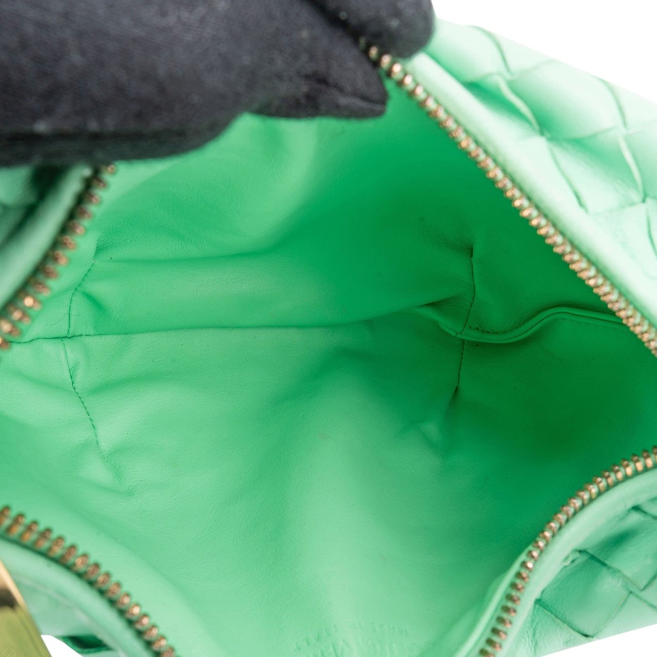 Bottega Veneta Intrecciato Leather Mini Jodie Handbag Lime
