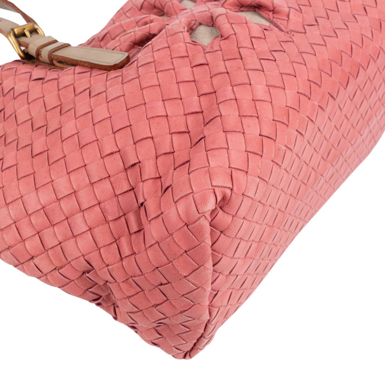 Bottega Veneta Intrecciato Leather Marquise Flower Tote Shoulder Bag Roze