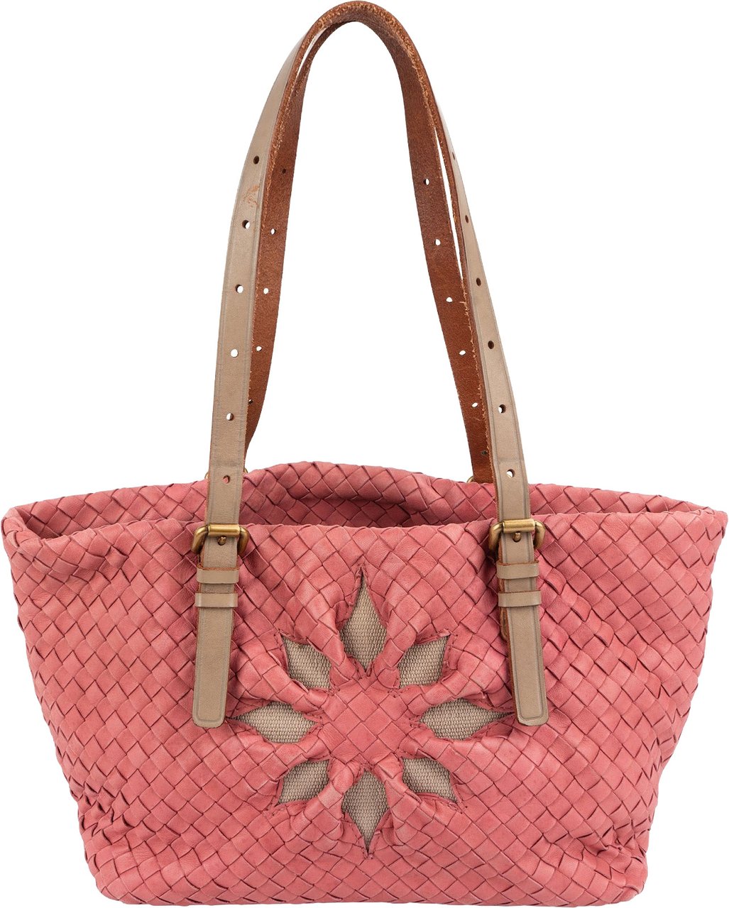 Bottega Veneta Intrecciato Leather Marquise Flower Tote Shoulder Bag Roze