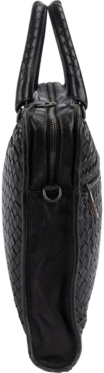 Bottega Veneta Intrecciato Leather Briefcase Handbag Zwart