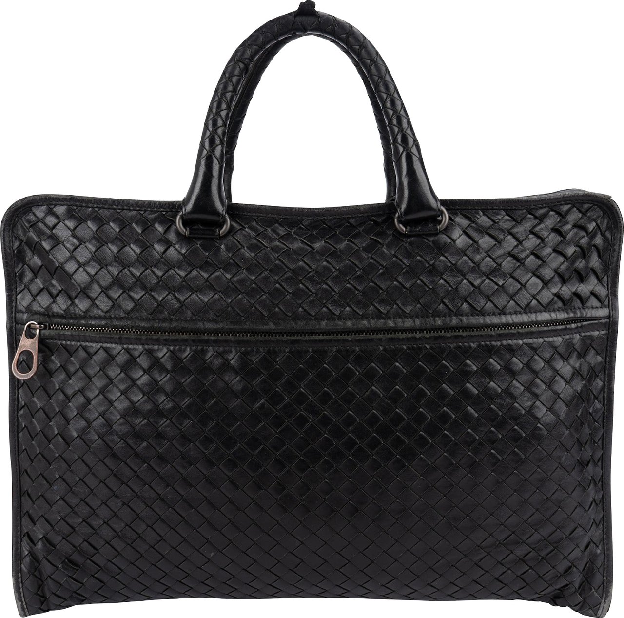Bottega Veneta Intrecciato Leather Briefcase Handbag Zwart