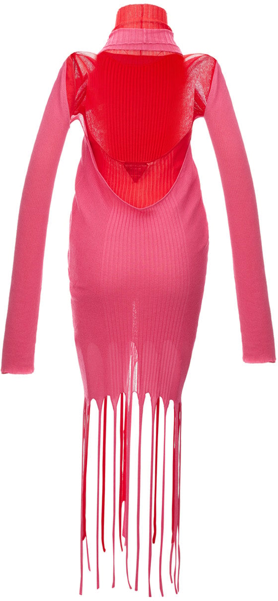Bottega Veneta Stretch Knit Long Dress with Fringes Divers