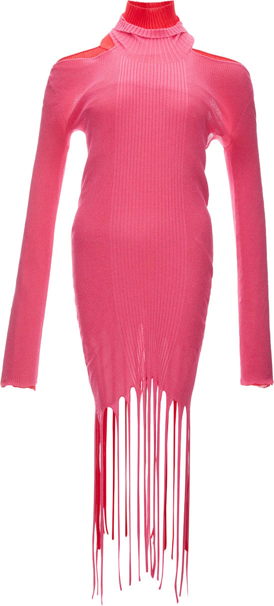 Bottega Veneta Stretch Knit Long Dress with Fringes Divers
