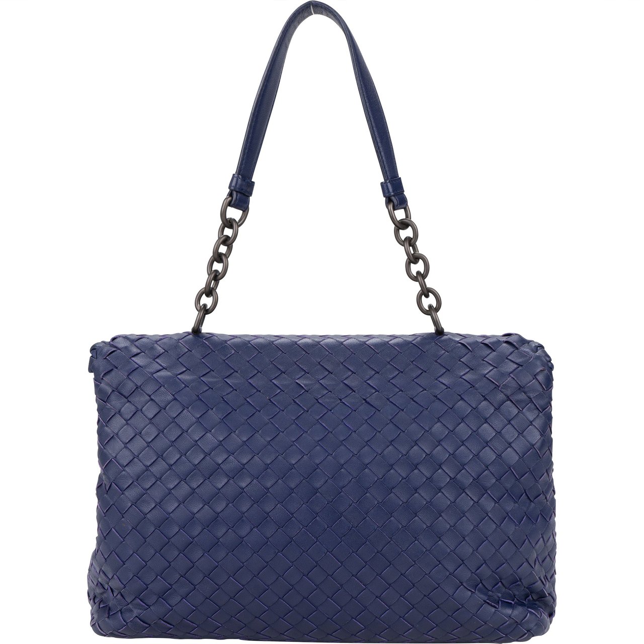 Bottega Veneta Bottega Veneta Blue Purple Intrecciato Leather Shoulder Bag Blauw