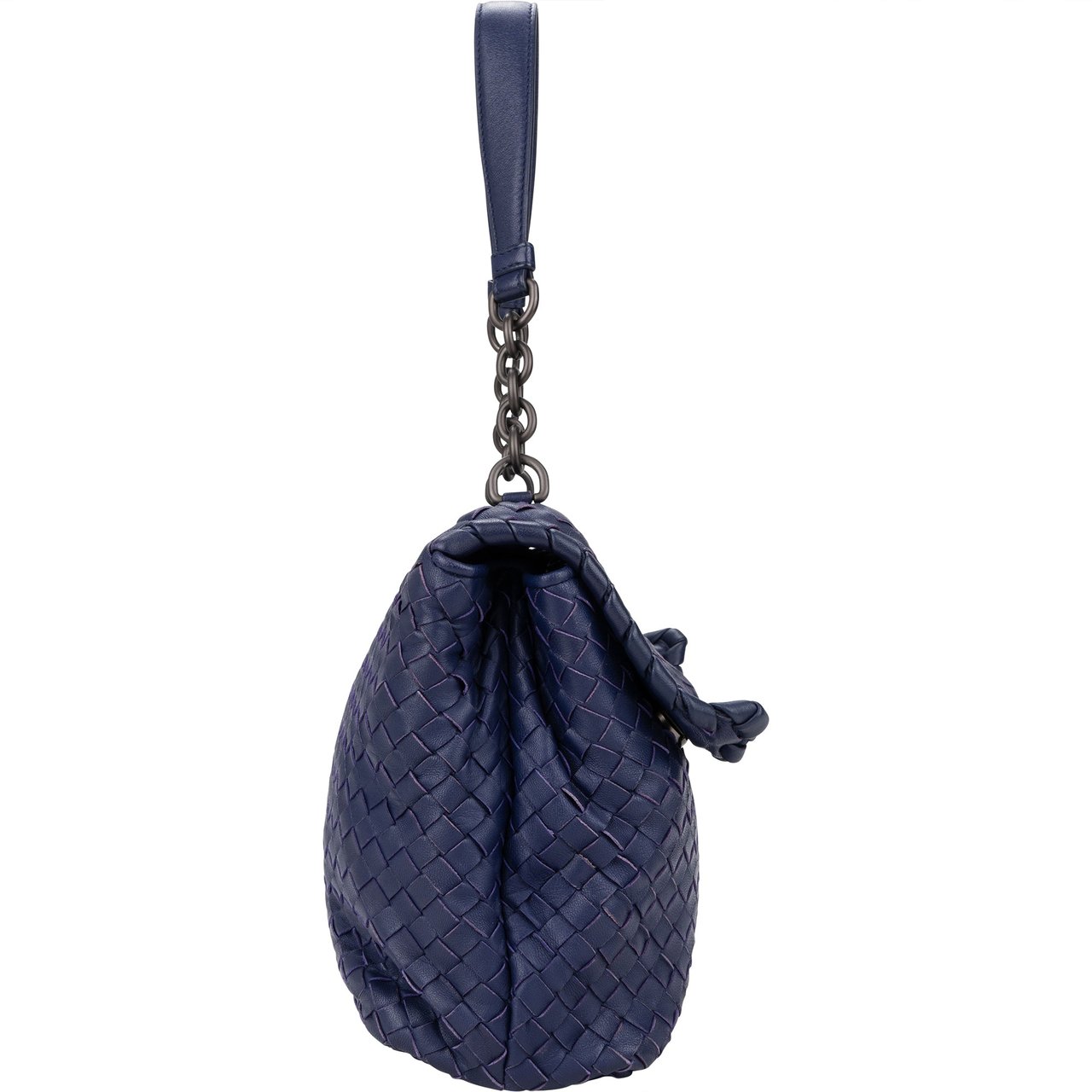 Bottega Veneta Blue Purple Intrecciato Leather Shoulder Bag Paars