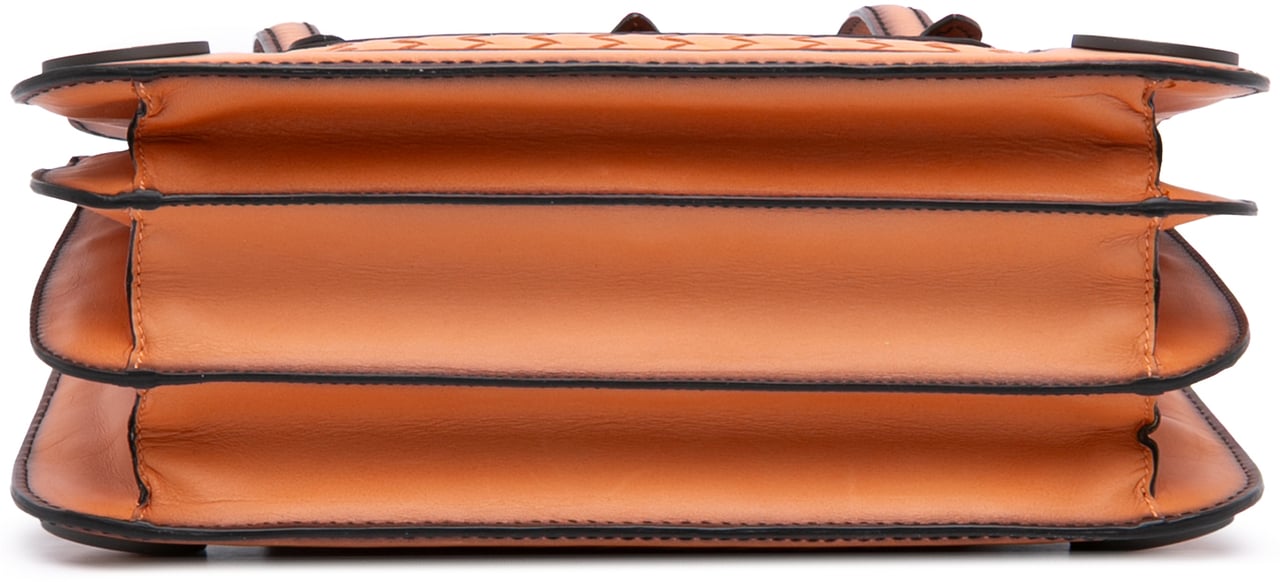 Bottega Veneta Calfskin Intreccio Border Sphere Tote Oranje