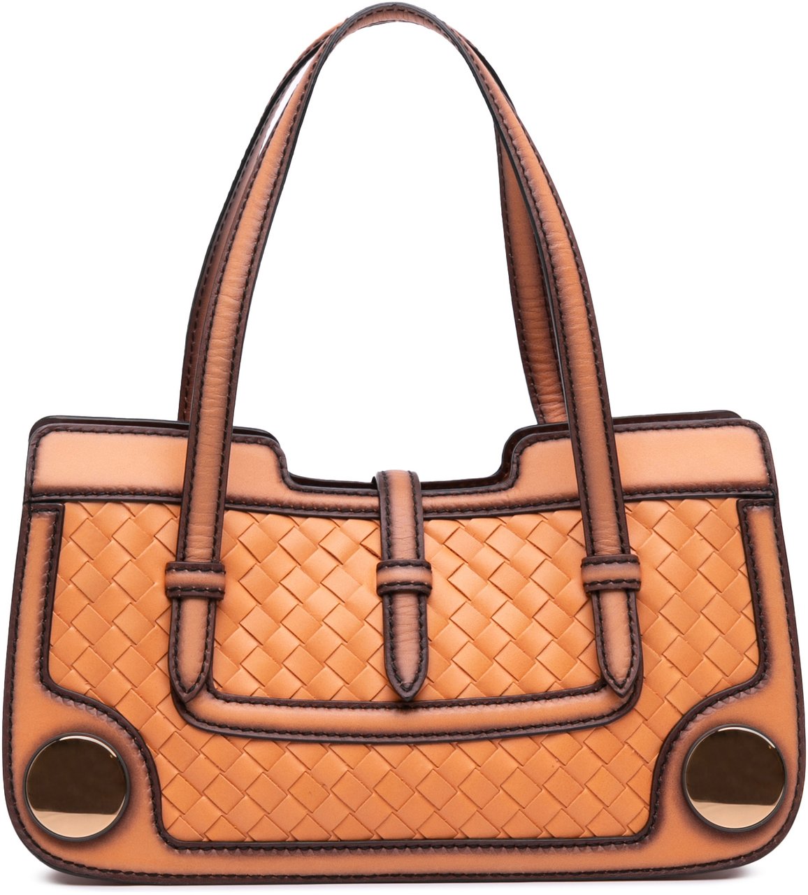Bottega Veneta Calfskin Intreccio Border Sphere Tote Oranje