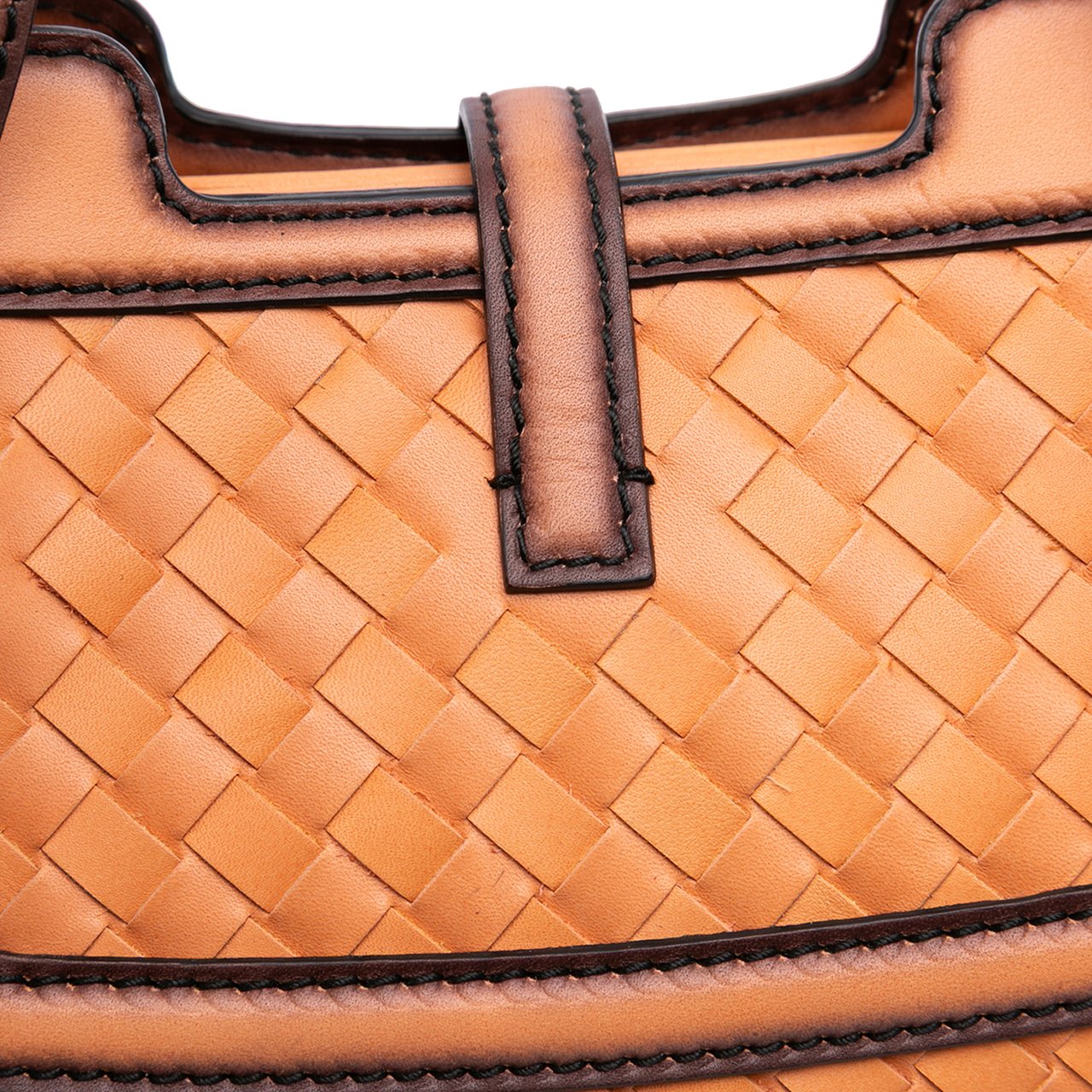 Bottega Veneta Calfskin Intreccio Border Sphere Tote Oranje