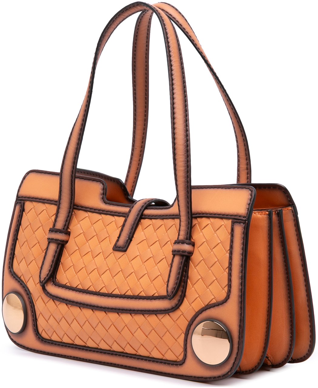 Bottega Veneta Calfskin Intreccio Border Sphere Tote Oranje