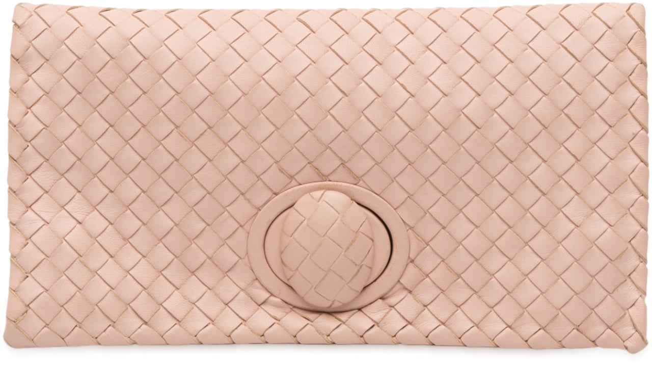 Bottega Veneta Nappa Intrecciato Turn Lock Clutch Roze