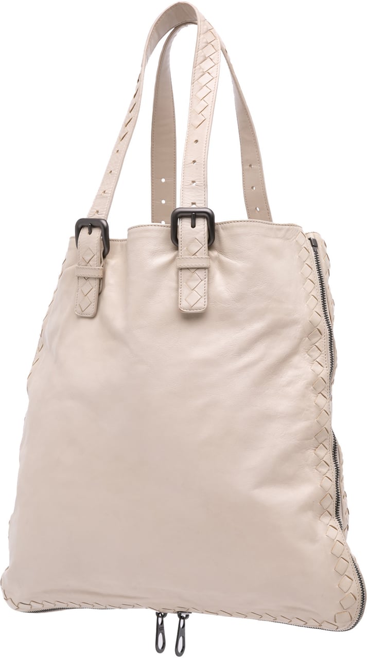 Bottega Veneta Leather Intrecciato Side Zip Tote Bruin