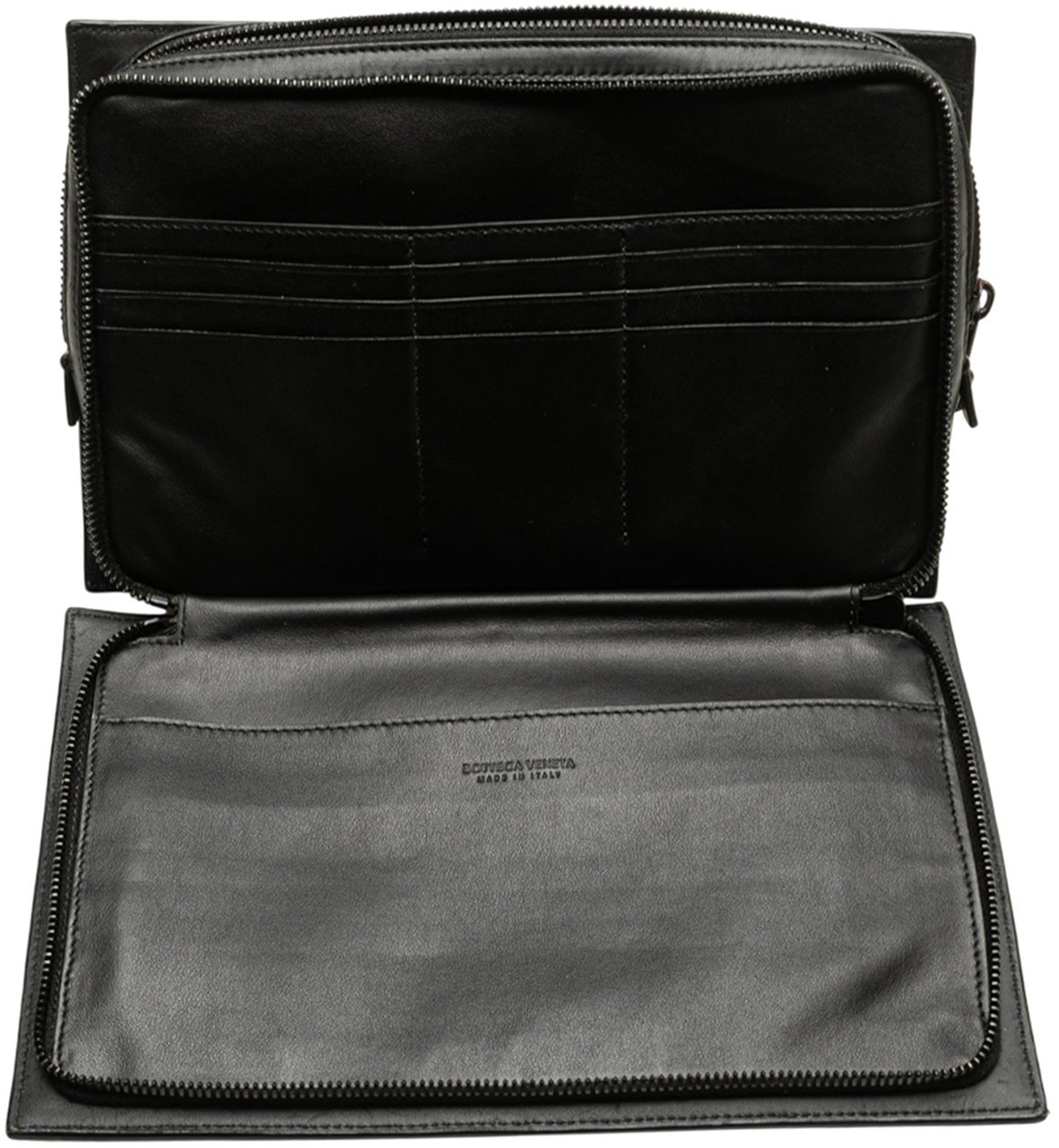 Bottega Veneta Nappa Intrecciato Wristlet Zip Clutch Zwart