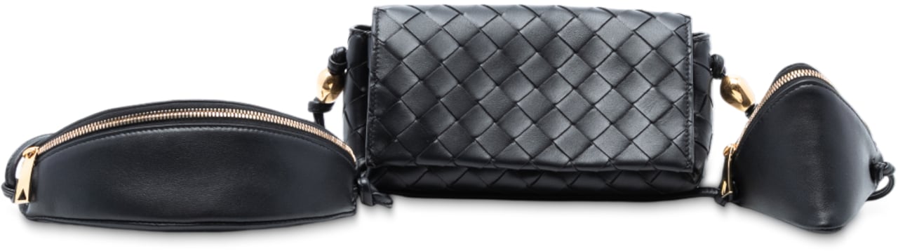 Bottega Veneta Nappa Intrecciato Pouch On Strap Crossbody Zwart