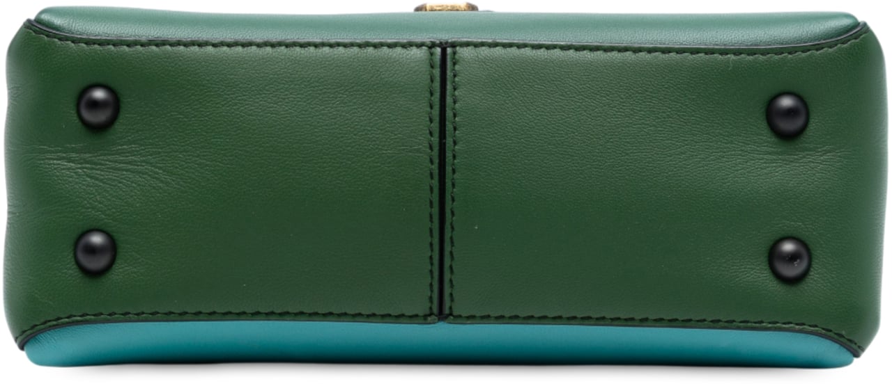 Bottega Veneta Mini Bicolor Nappa Piazza Top Handle Satchel Groen
