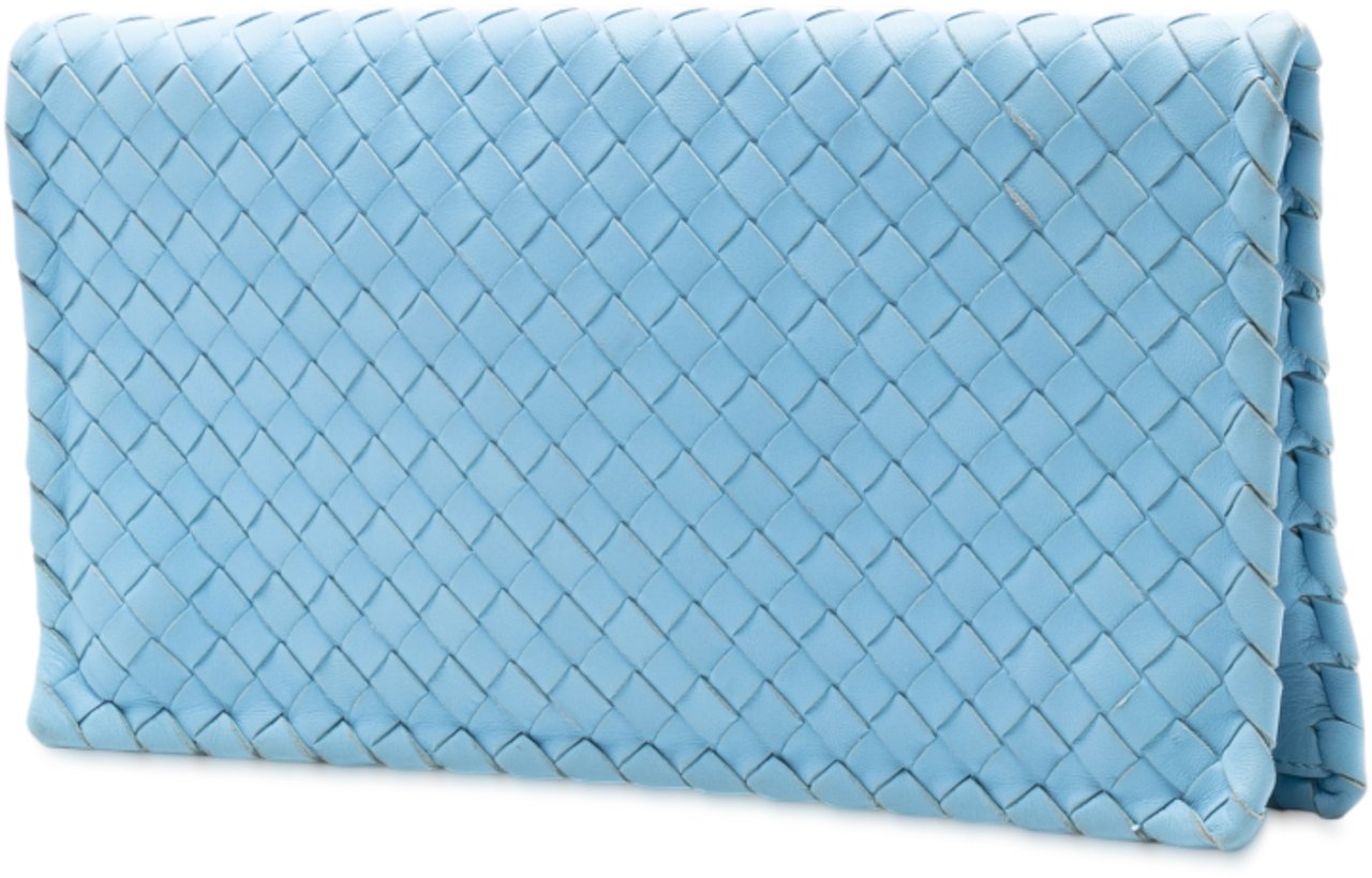 Bottega Veneta Nappa Intrecciato Turn Lock Clutch Blauw