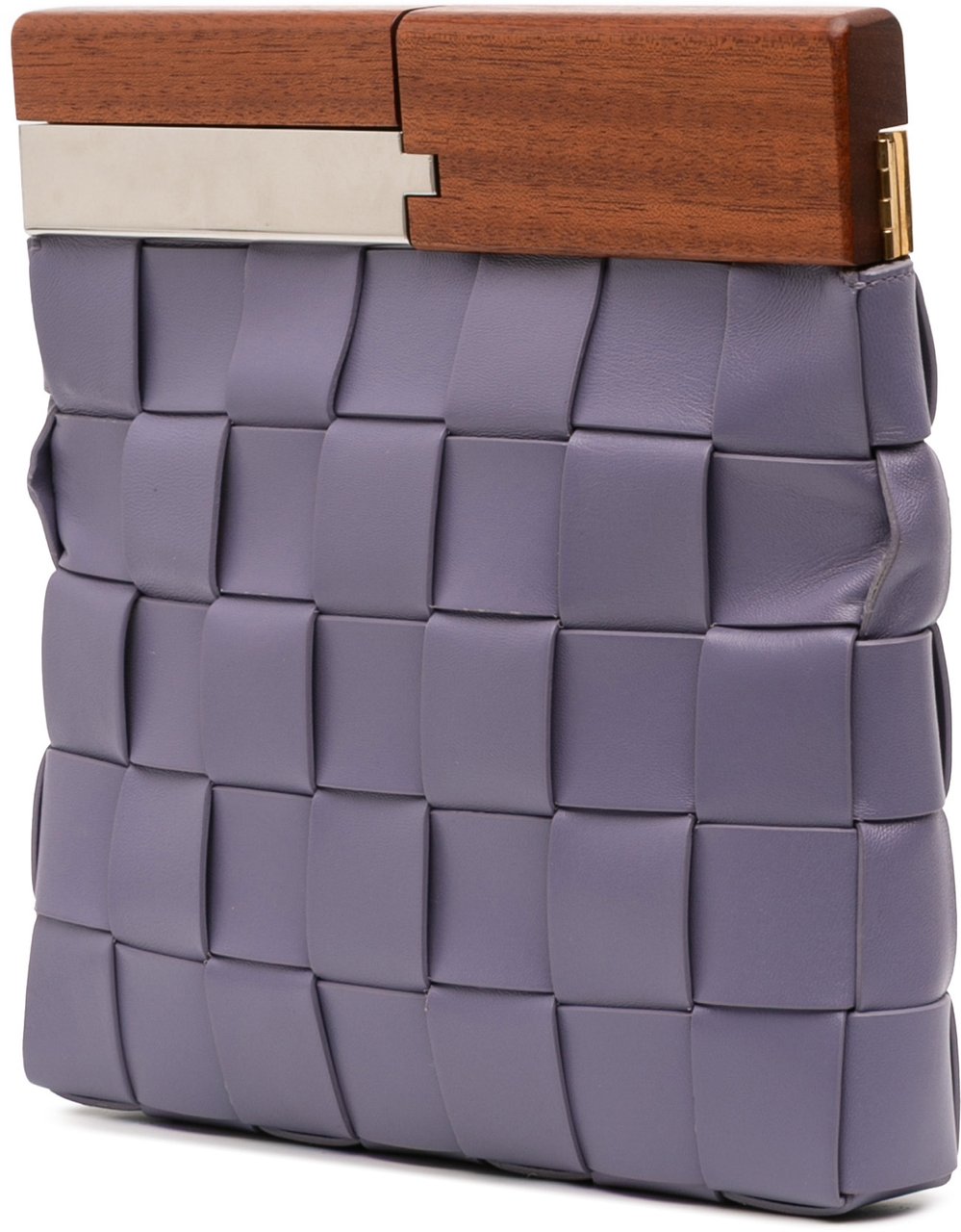 Bottega Veneta Lambskin Maxi Intrecciato The Snap Clutch Paars