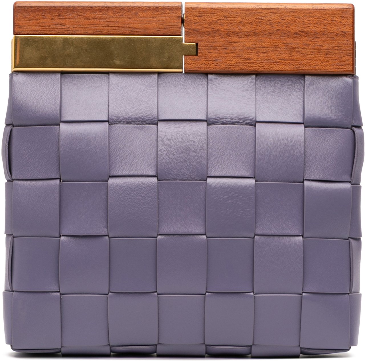 Bottega Veneta Lambskin Maxi Intrecciato The Snap Clutch Paars