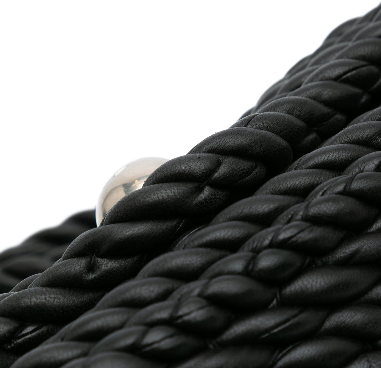 Bottega Veneta Lambskin Torchon Classic Tasseled Twisted Crossbody Zwart