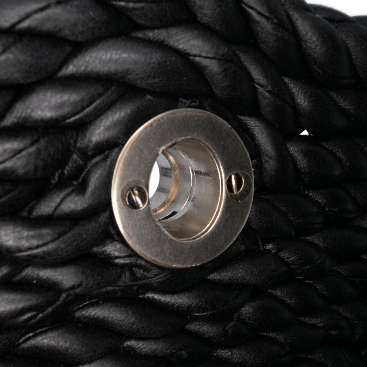 Bottega Veneta Lambskin Torchon Classic Tasseled Twisted Crossbody Zwart