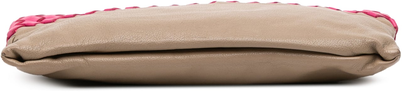 Bottega Veneta Intrecciato Trimmed Bicolor Nappa Clutch Bruin