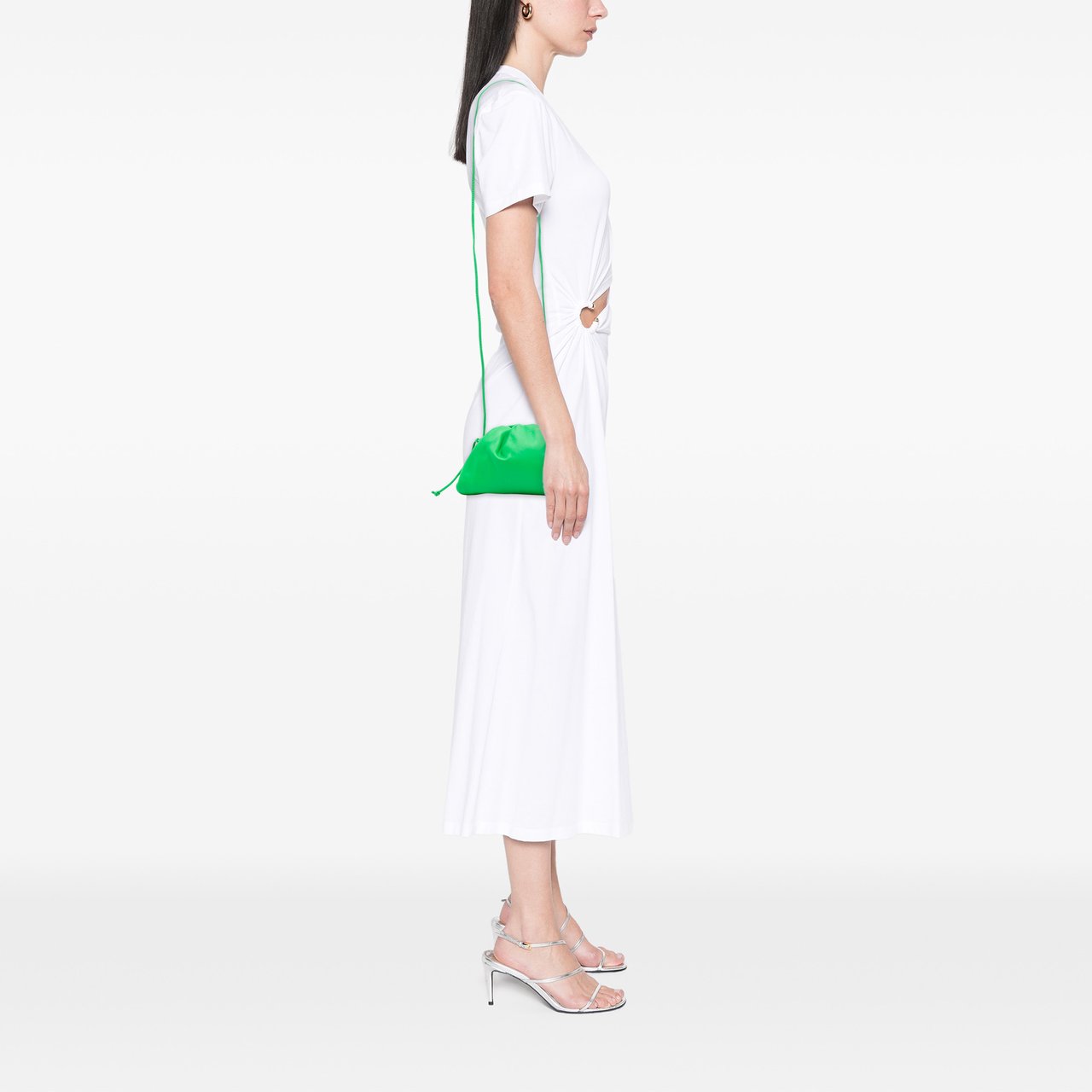 Bottega Veneta Lambskin The Mini Pouch Crossbody Groen