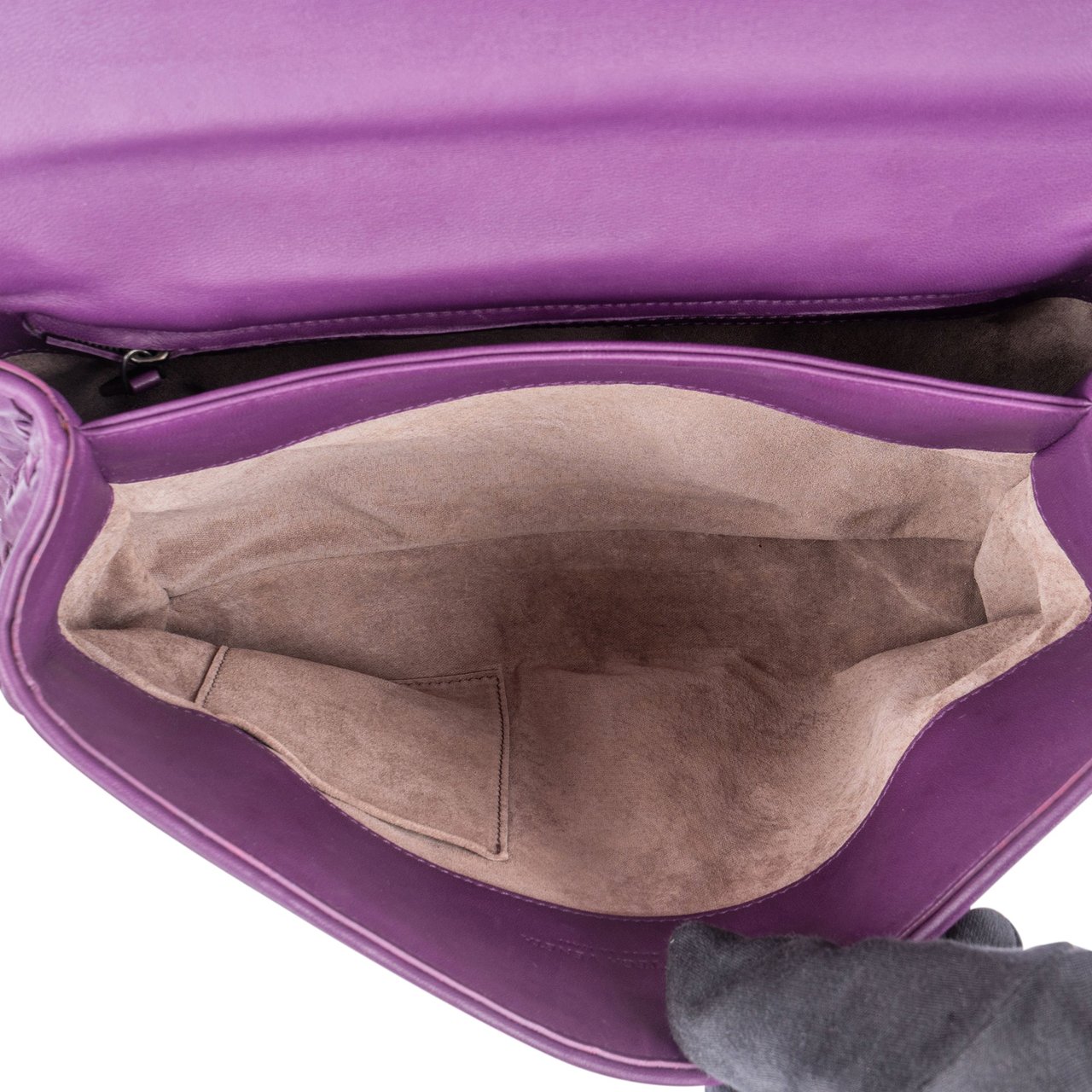 Bottega Veneta Bottega Veneta Purple Intrecciato Shoulder Bag Paars