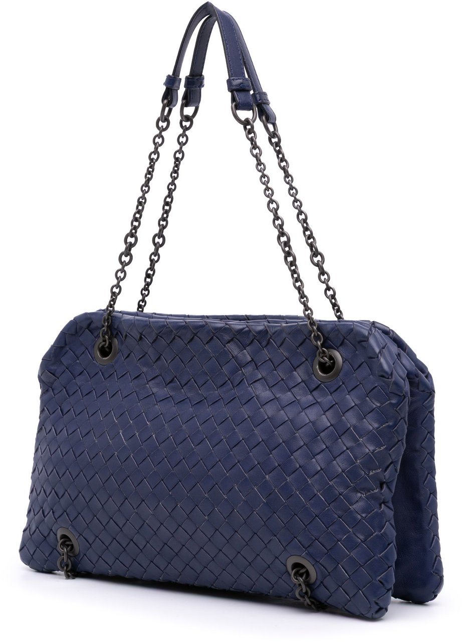 Bottega Veneta Nappa Intrecciato Duo Shoulder Bag Blauw