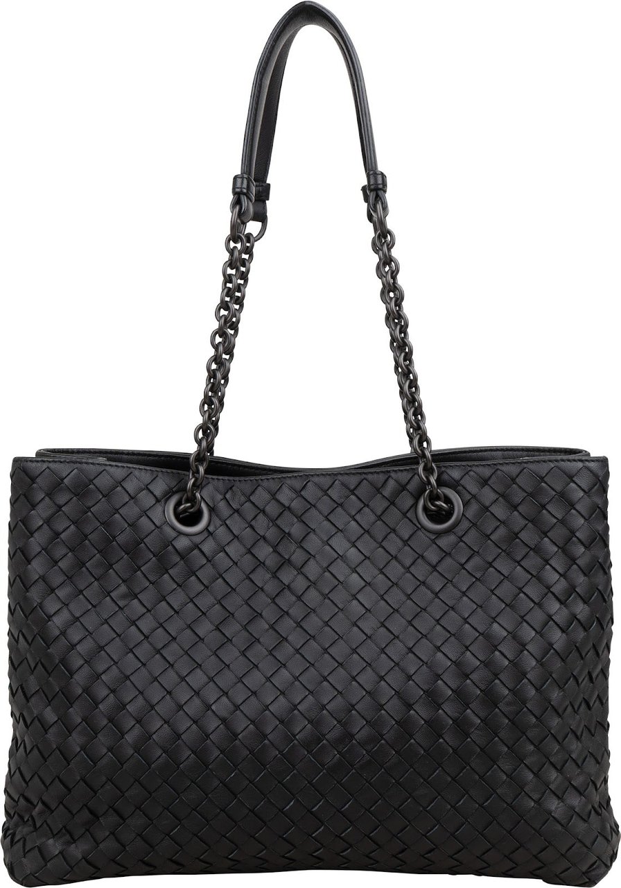 Bottega Veneta Intrecciato Nappa Leather Chain Shoulder Bag Zwart
