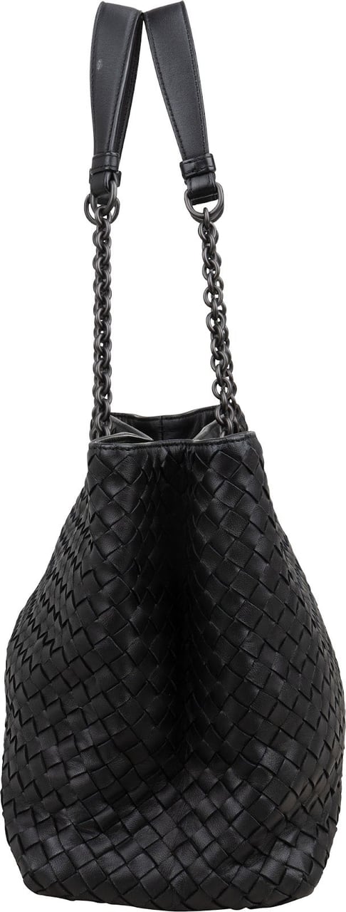 Bottega Veneta Intrecciato Nappa Leather Chain Shoulder Bag Zwart