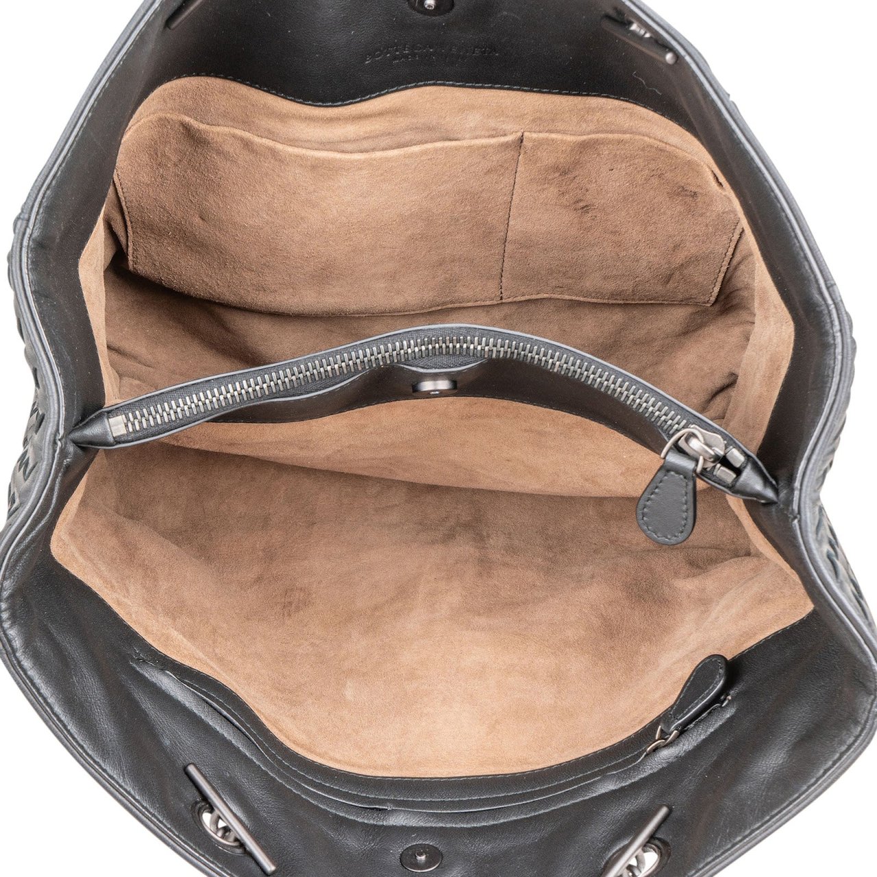 Bottega Veneta Intrecciato Nappa Leather Chain Shoulder Bag Zwart