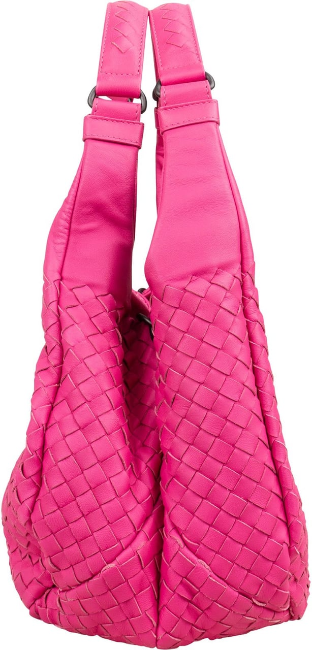 Bottega Veneta Pink Intrecciato Leather Campana Hobo Shoulder Bag Roze