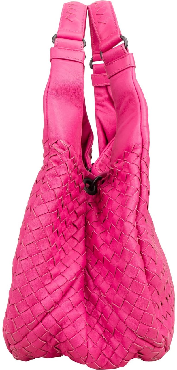 Bottega Veneta Pink Intrecciato Leather Campana Hobo Shoulder Bag Roze