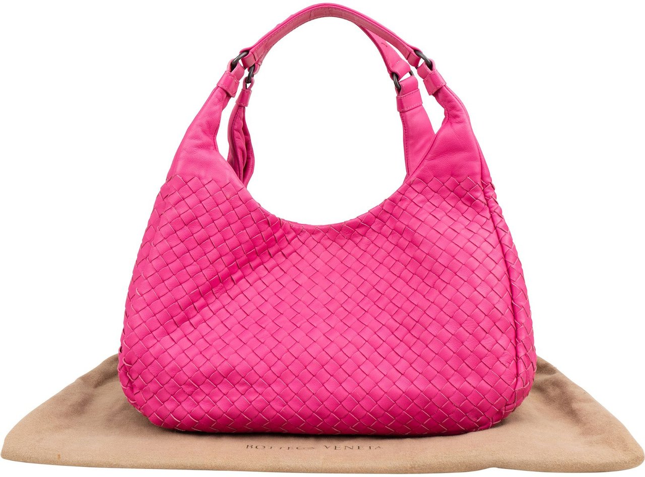 Bottega Veneta Pink Intrecciato Leather Campana Hobo Shoulder Bag Roze