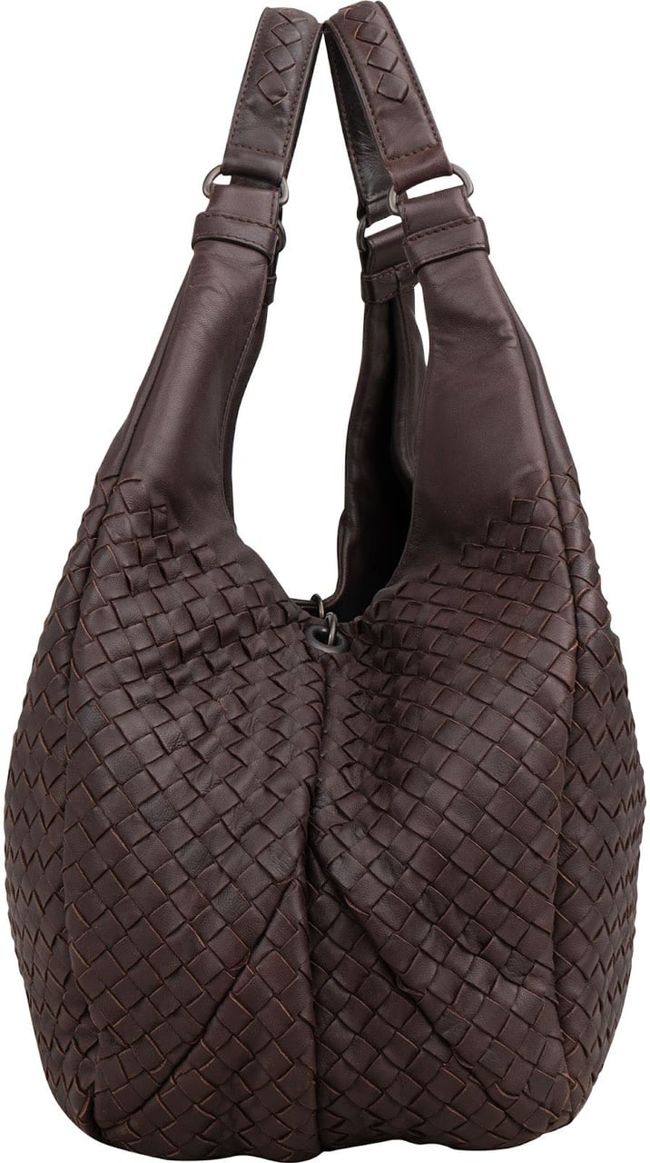 Bottega Veneta Bottega Intrecciato Leather Hobo Shoulder Bag Bruin