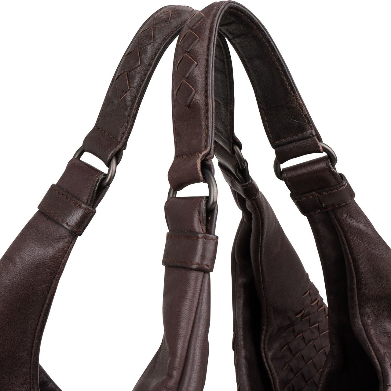 Bottega Veneta Bottega Intrecciato Leather Hobo Shoulder Bag Bruin